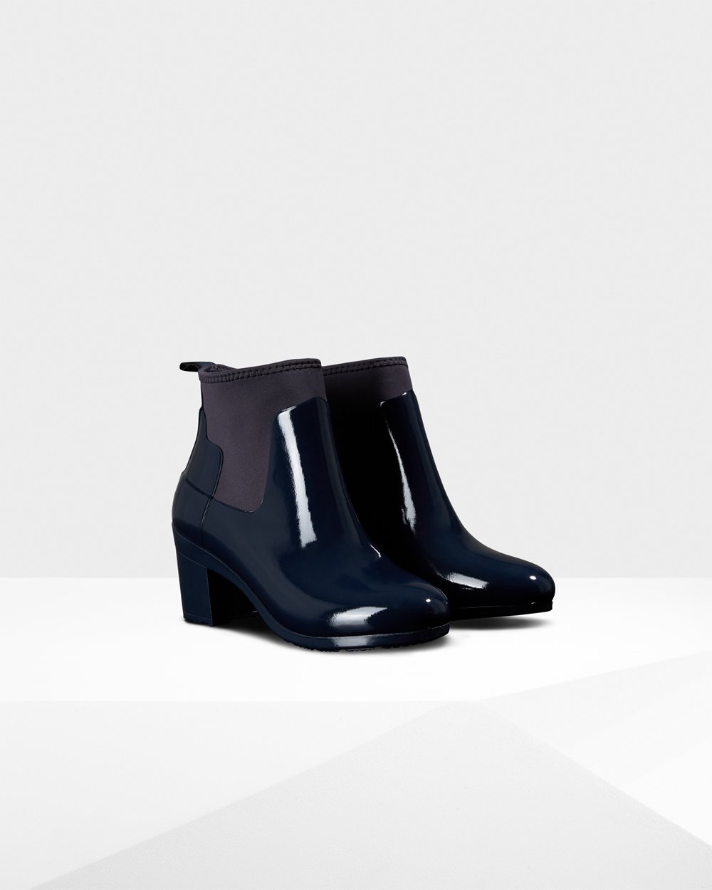 Heeled Boots Dames - Hunter Refined Slim Fit Gloss Mid - Donker Blauw - 58ZAOICLX